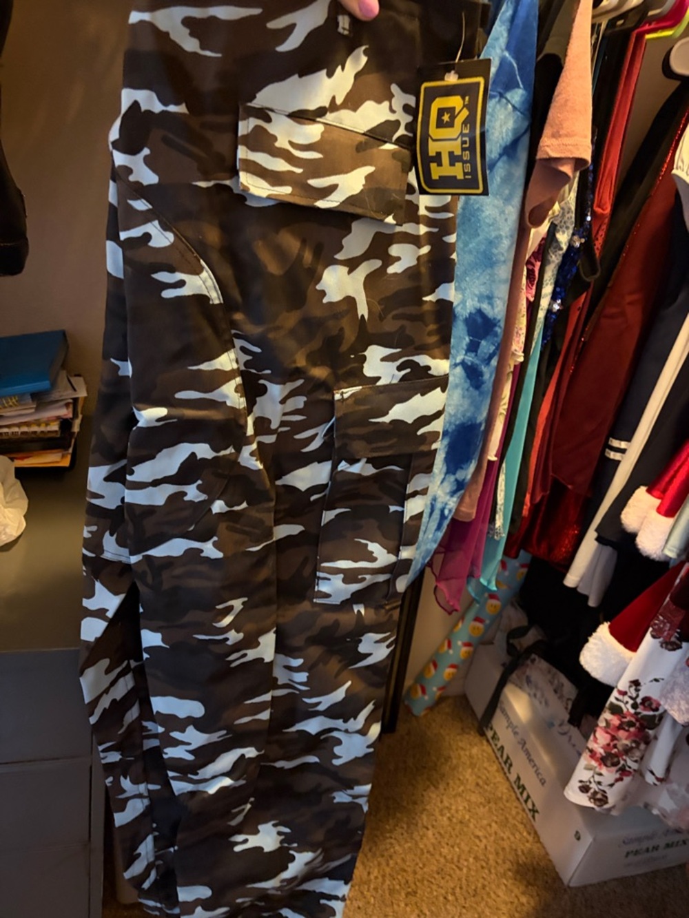 Camouflage Cargo Pants in Black & Gray
